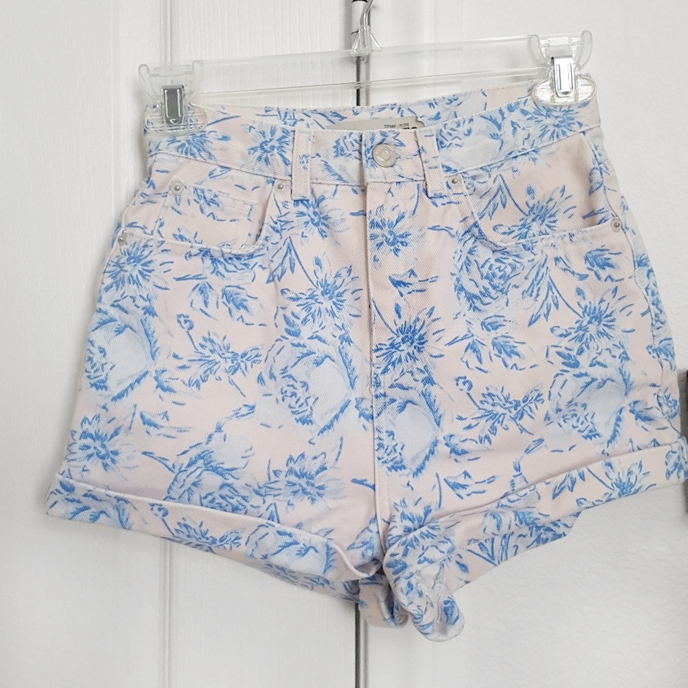 Topshop Floral denim shorts